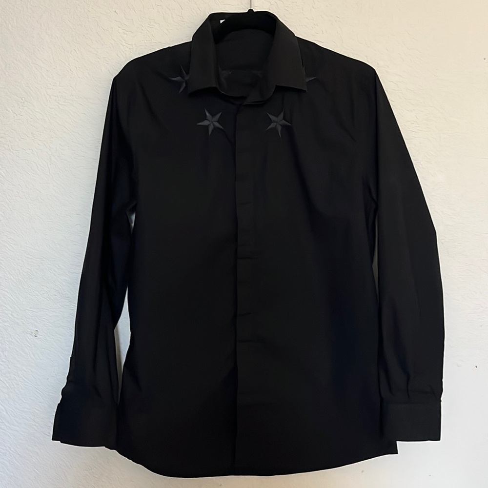 Givenchy Black Classic Embroidered Stars Men’s Shirt